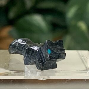 Zuni Style Native American Carved Fox Wolf Fetish Bead Drilled Vintage Mini 1.1"